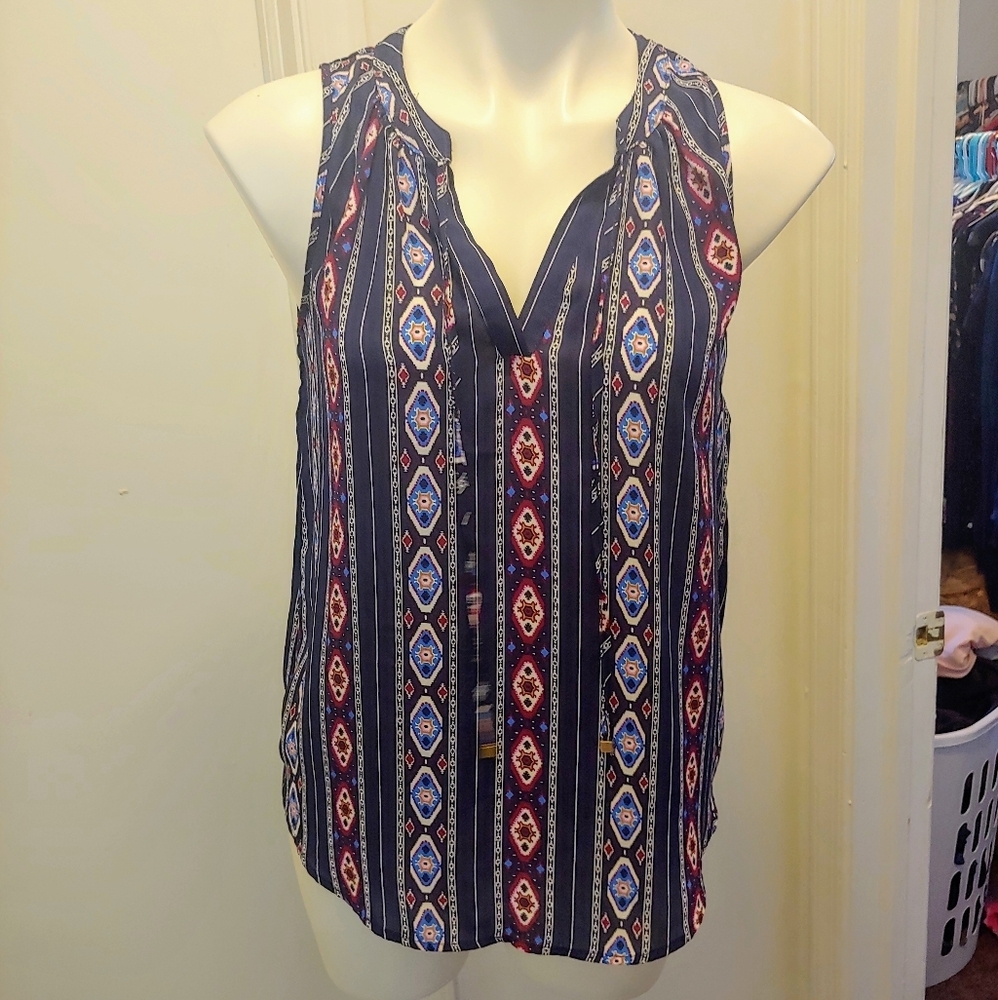 Pink Rose gently worn blue tank blouse